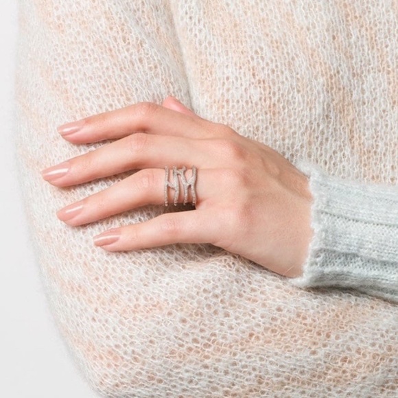 Monica Vinader Riva Waterfall Cocktail Diamond Ring Size 9 - Picture 2 of 10